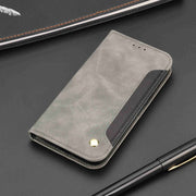 For iPhone 16 Pro Max Skin Feel Splicing Leather Phone Case(Grey)