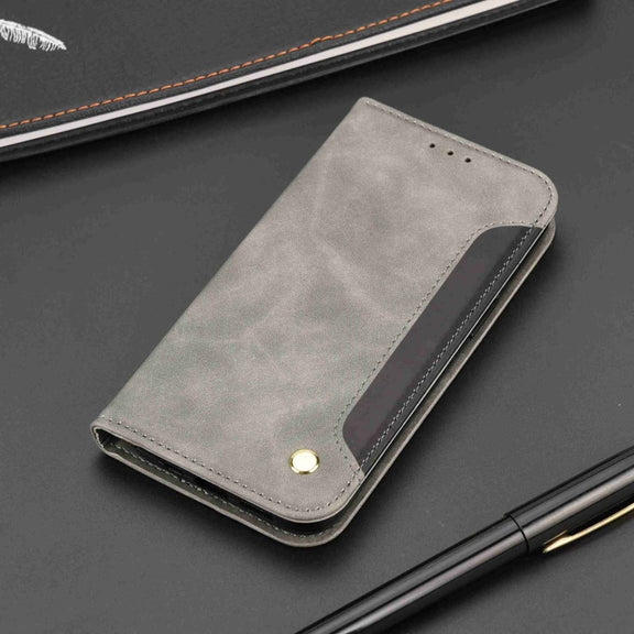 For iPhone 16 Pro Max Skin Feel Splicing Leather Phone Case(Grey)
