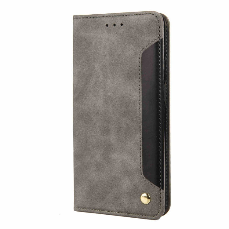 For iPhone 16 Pro Max Skin Feel Splicing Leather Phone Case(Grey)
