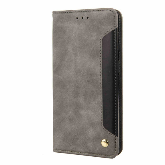For iPhone 16 Pro Max Skin Feel Splicing Leather Phone Case(Grey)