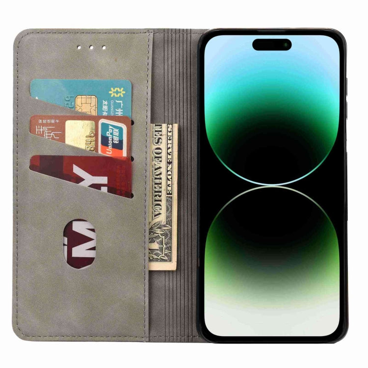 For iPhone 16 Pro Max Skin Feel Splicing Leather Phone Case(Grey)