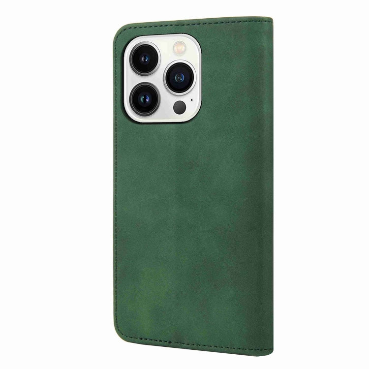 For iPhone 16 Pro Skin Feel Splicing Leather Phone Case(Green)
