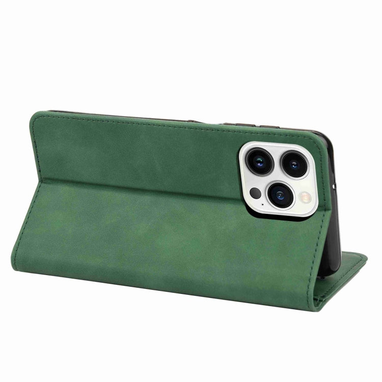 For iPhone 16 Pro Skin Feel Splicing Leather Phone Case(Green)