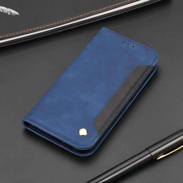 For iPhone 16 Plus Skin Feel Splicing Leather Phone Case(Blue)