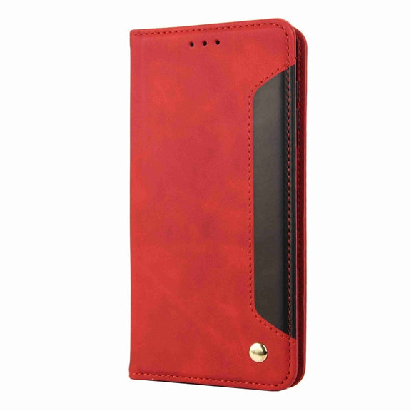 For iPhone 16 Skin Feel Splicing Leather Phone Case(Red)