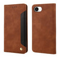 For iPhone 16e Skin Feel Splicing Leather Phone Case(Brown) - iPhone 16e Cases by PMC TechLife | Online Shopping South Africa | PMC TechLife | Buy Now Pay Later Mobicred