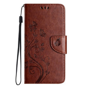 For iPhone 16 Pro Max Butterfly Flower Pattern Flip Leather Phone Case(Brown)