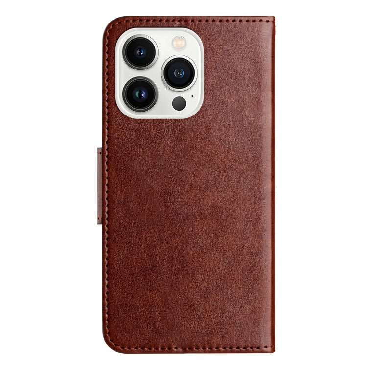 For iPhone 16 Pro Max Butterfly Flower Pattern Flip Leather Phone Case(Brown)