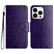 For iPhone 16 Pro Butterfly Flower Pattern Flip Leather Phone Case(Dark Purple) - iPhone 16 Pro Cases by PMC TechLife | Online Shopping South Africa | PMC TechLife | Buy Now Pay Later Mobicred