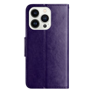 For iPhone 16 Pro Butterfly Flower Pattern Flip Leather Phone Case(Dark Purple)