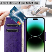 For iPhone 16 Pro Butterfly Flower Pattern Flip Leather Phone Case(Dark Purple)
