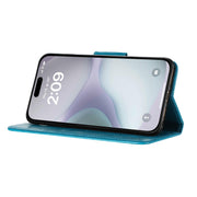 For iPhone 16 Plus Butterfly Flower Pattern Flip Leather Phone Case(Blue)