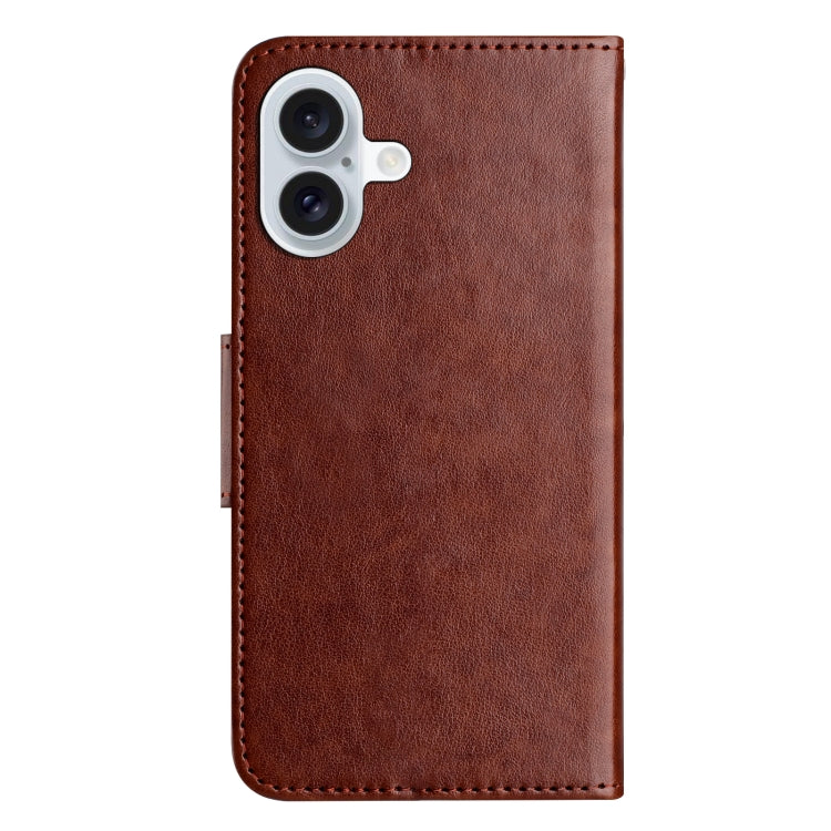 For iPhone 16 Butterfly Flower Pattern Flip Leather Phone Case(Brown)