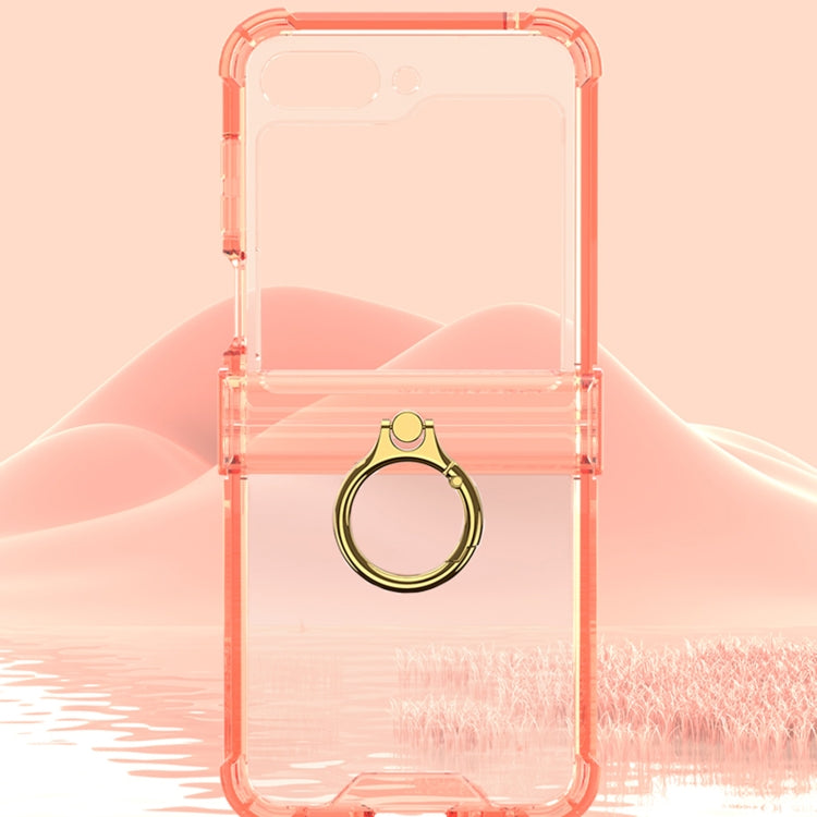 For Samsung Galaxy Z Flip6 Gkk Airbag Hinge Silicone Phone Case with Ring Holder(Transparent Black)