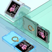 For Samsung Galaxy Z Flip6 Gkk Airbag Hinge Silicone Phone Case with Ring Holder(Transparent)