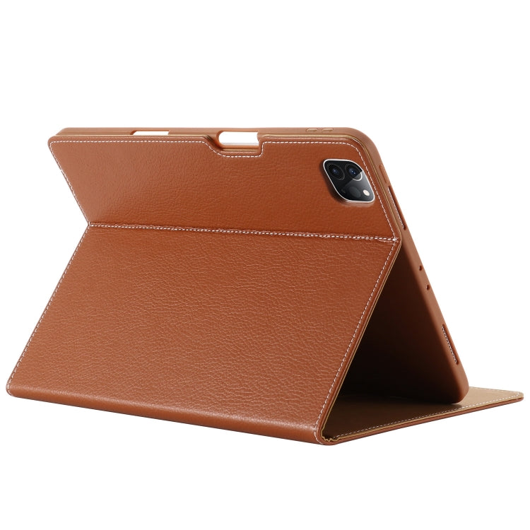 For iPad Pro 11 inch (2020) GEBEI PU+TPU Horizontal Flip Protective Tablet Case with Holder & Card Slots(Brown)