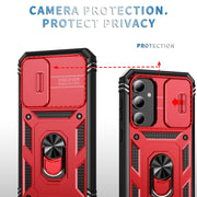For Samsung Galaxy S23 FE 5G Sliding Camshield TPU + PC Phone Case with Holder(Red+Black)