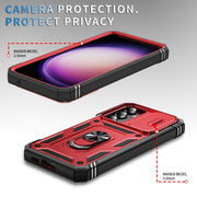 For Samsung Galaxy S23 FE 5G Sliding Camshield TPU + PC Phone Case with Holder(Red+Black)