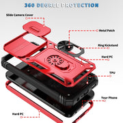 For Samsung Galaxy A25 5G Sliding Camshield TPU + PC Phone Case with Holder(Red+Black)