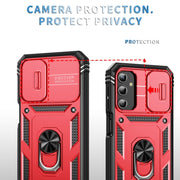 For Samsung Galaxy A25 5G Sliding Camshield TPU + PC Phone Case with Holder(Red+Black)