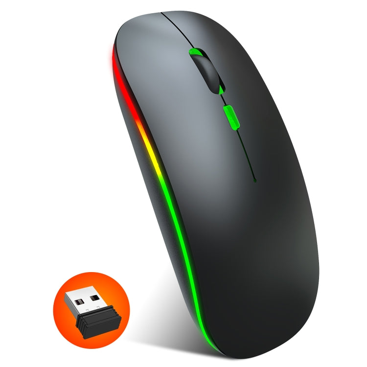 HXSJ M40 2.4GHZ 800,1200,1600dpi Third Gear Adjustment Colorful Wireless Mouse USB Rechargeable(Black)