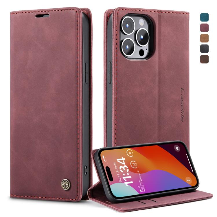 For iPhone 15 Pro CaseMe 013 Multifunctional Horizontal Flip Leather Phone Case(Wine Red)