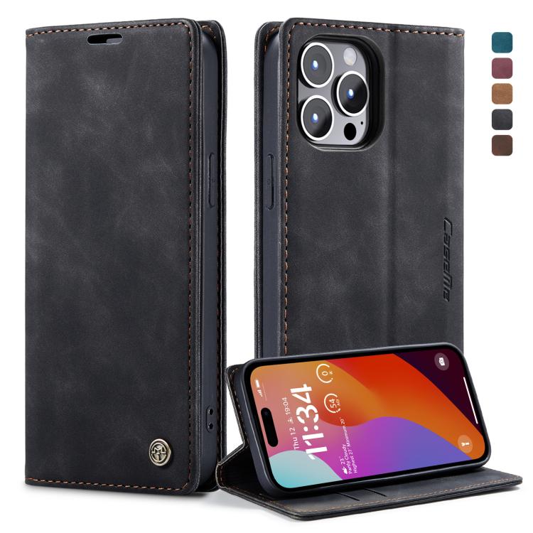 For iPhone 15 Pro CaseMe 013 Multifunctional Horizontal Flip Leather Phone Case(Black)