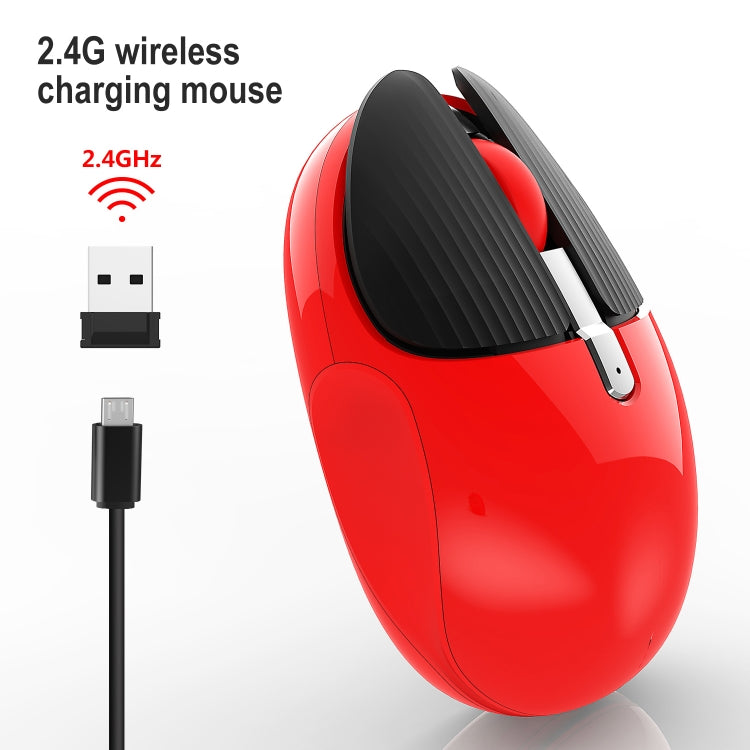 HXSJ M106 2.4GHZ 1600dpi Single-mode Wireless Mouse USB Rechargeable(Red)