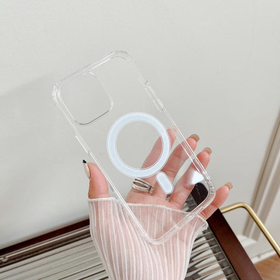 For iPhone 16e MagSafe Magnetic Clear Acrylic TPU Phone Case(Transparent)