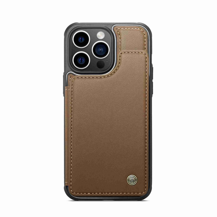 For iPhone 15 Pro Max CaseMe C22 Card Slots Holder RFID Anti-theft Phone Case(Brown)