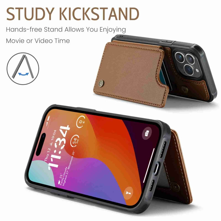 For iPhone 15 Pro Max CaseMe C22 Card Slots Holder RFID Anti-theft Phone Case(Brown)