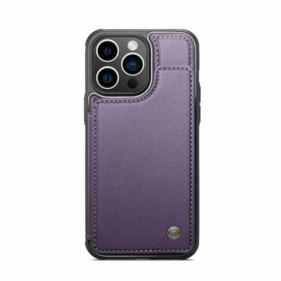 For iPhone 15 Pro Max CaseMe C22 Card Slots Holder RFID Anti-theft Phone Case(Purple)