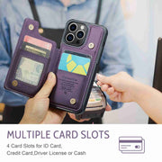 For iPhone 15 Pro Max CaseMe C22 Card Slots Holder RFID Anti-theft Phone Case(Purple)