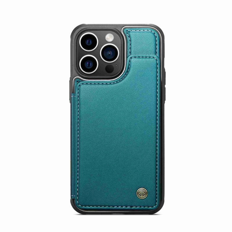 For iPhone 15 Pro CaseMe C22 Card Slots Holder RFID Anti-theft Phone Case(Blue Green)