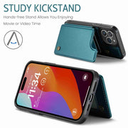 For iPhone 15 Pro CaseMe C22 Card Slots Holder RFID Anti-theft Phone Case(Blue Green)