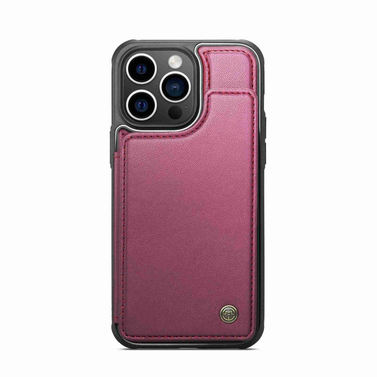 For iPhone 15 Pro CaseMe C22 Card Slots Holder RFID Anti-theft Phone Case(Wine Red)