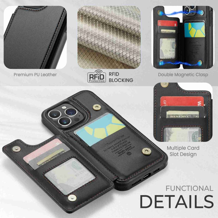 For iPhone 15 Pro CaseMe C22 Card Slots Holder RFID Anti-theft Phone Case(Black)
