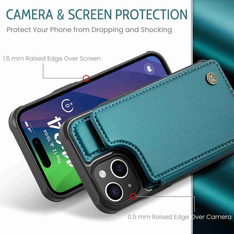 For iPhone 15 Plus CaseMe C22 Card Slots Holder RFID Anti-theft Phone Case(Blue Green)