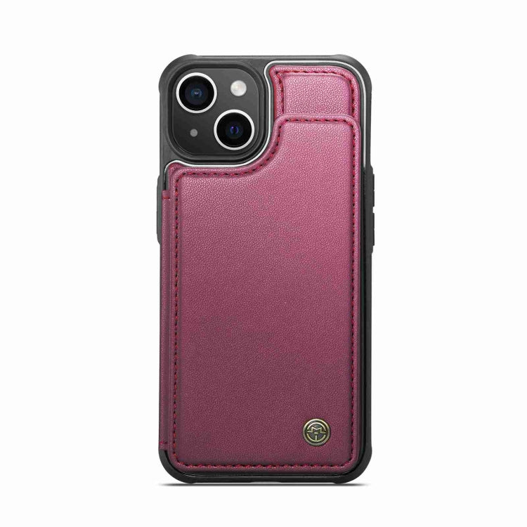 For iPhone 15 Plus CaseMe C22 Card Slots Holder RFID Anti-theft Phone Case(Wine Red)
