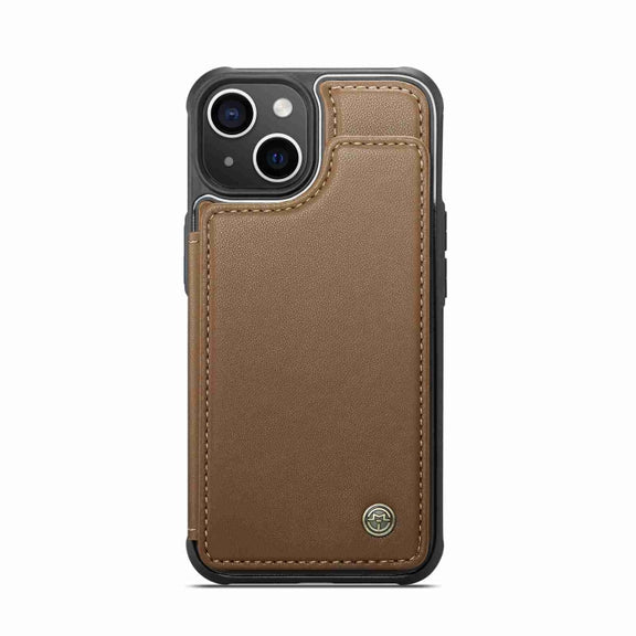 For iPhone 15 Plus CaseMe C22 Card Slots Holder RFID Anti-theft Phone Case(Brown)