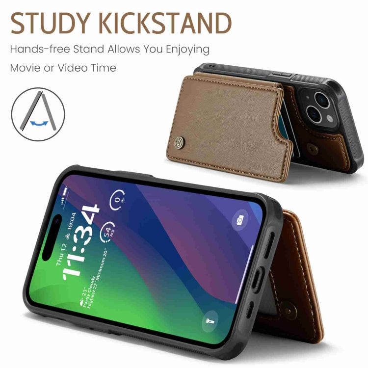 For iPhone 15 Plus CaseMe C22 Card Slots Holder RFID Anti-theft Phone Case(Brown)