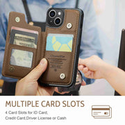 For iPhone 15 Plus CaseMe C22 Card Slots Holder RFID Anti-theft Phone Case(Brown)