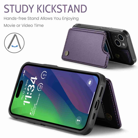 For iPhone 15 Plus CaseMe C22 Card Slots Holder RFID Anti-theft Phone Case(Purple)
