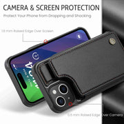 For iPhone 15 Plus CaseMe C22 Card Slots Holder RFID Anti-theft Phone Case(Black)