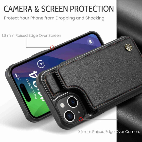 For iPhone 15 Plus CaseMe C22 Card Slots Holder RFID Anti-theft Phone Case(Black)