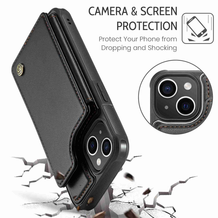 For iPhone 15 Plus CaseMe C22 Card Slots Holder RFID Anti-theft Phone Case(Black)
