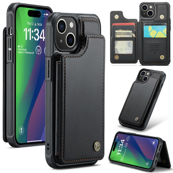 For iPhone 15 Plus CaseMe C22 Card Slots Holder RFID Anti-theft Phone Case(Black)