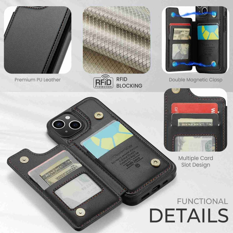For iPhone 15 Plus CaseMe C22 Card Slots Holder RFID Anti-theft Phone Case(Black)