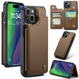 For iPhone 15 CaseMe C22 Card Slots Holder RFID Anti-theft Phone Case(Brown) - free shipping - PMC Jewellery - Order now!