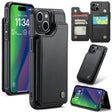 For iPhone 15 CaseMe C22 Card Slots Holder RFID Anti-theft Phone Case(Black) - free shipping - PMC Jewellery - Order now!